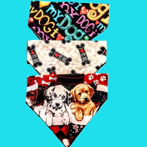 Dog & Puppy BANDANA ~ Set of 3 ~ Small, Over-the-Collar ~ Pet Fashion Accessory - Picture 2 of 15